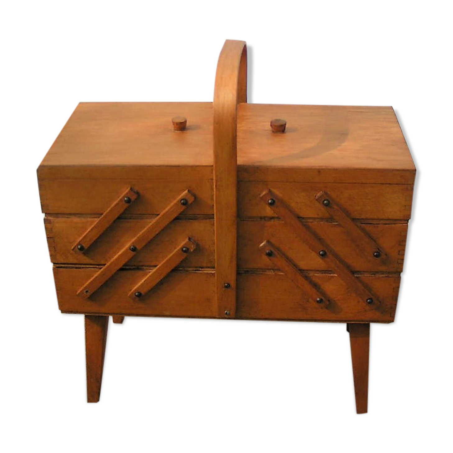 Worker sewing box feet compass