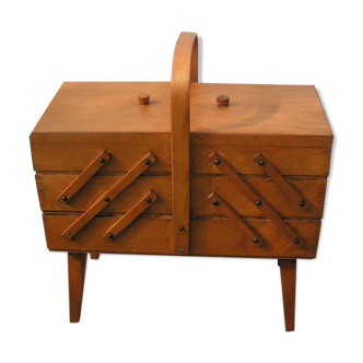 Worker sewing box feet compass