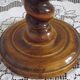 French Vintage Round Wooden Barley Twist Table Lamp With Floral Shade