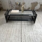 Coffee table year 80 Italian marble and glass