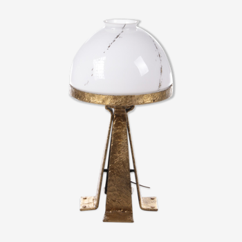 Brutalisch floor lamp made of metal with glass, 1970 France.