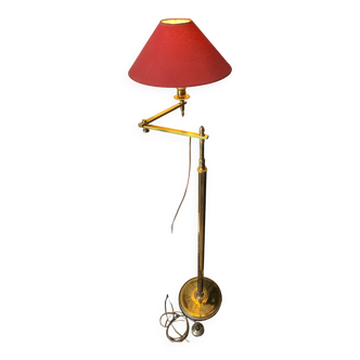 Patinated brass reading lamps, articulated arm
