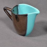 Vallauris coffee service in black and turquoise earthenware.