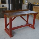 1950's industrial beech workshop workbench