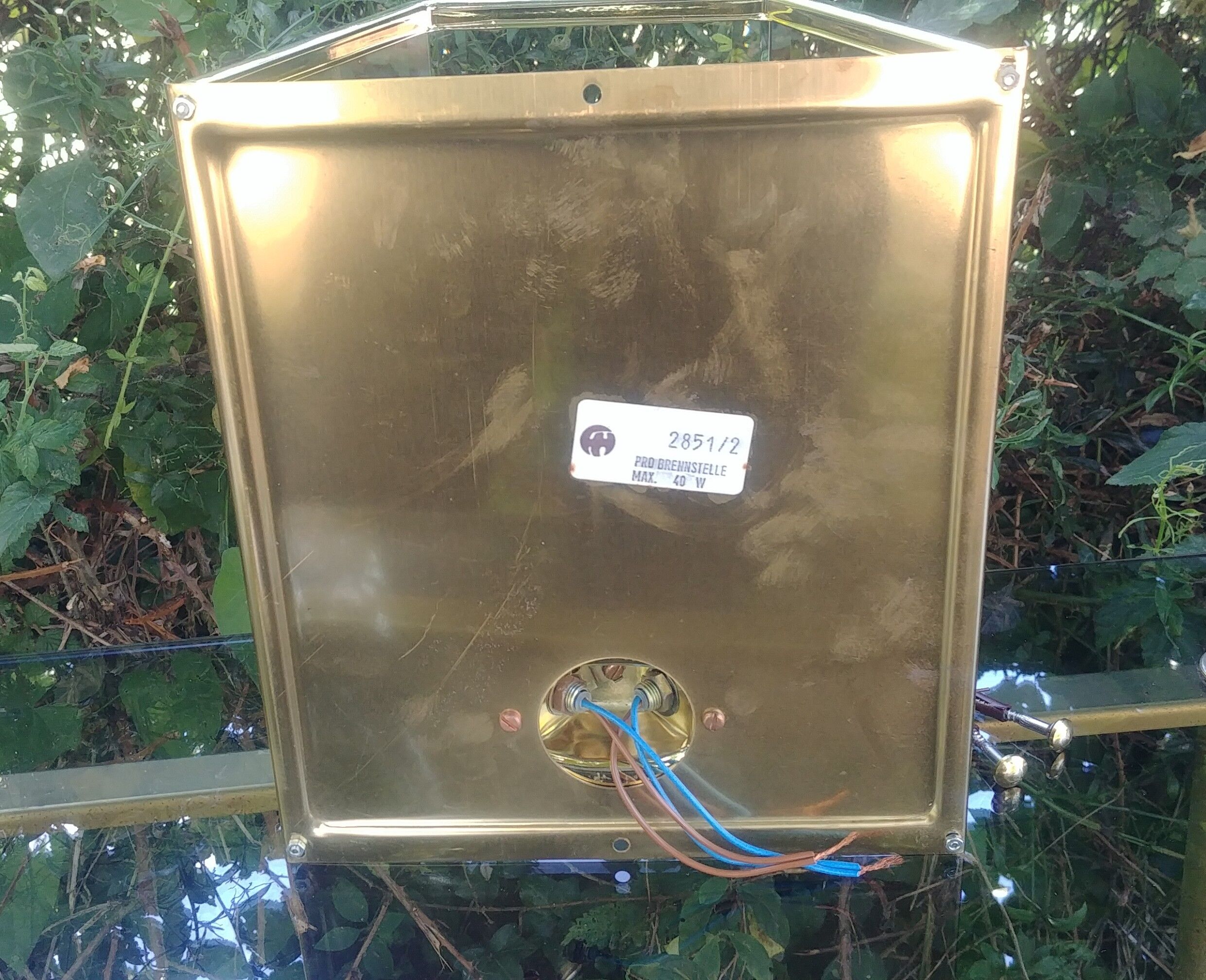 Smoked glass/brass wall lamp from holtkotter vintage 70s new