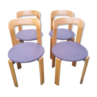 Série de 4 chaises design bois 1980