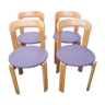 Série de 4 chaises design bois 1980