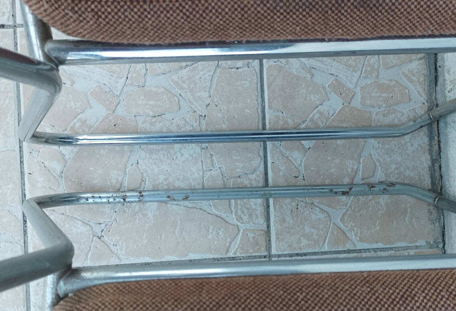 Set of 6 vintage low chrome metal chairs