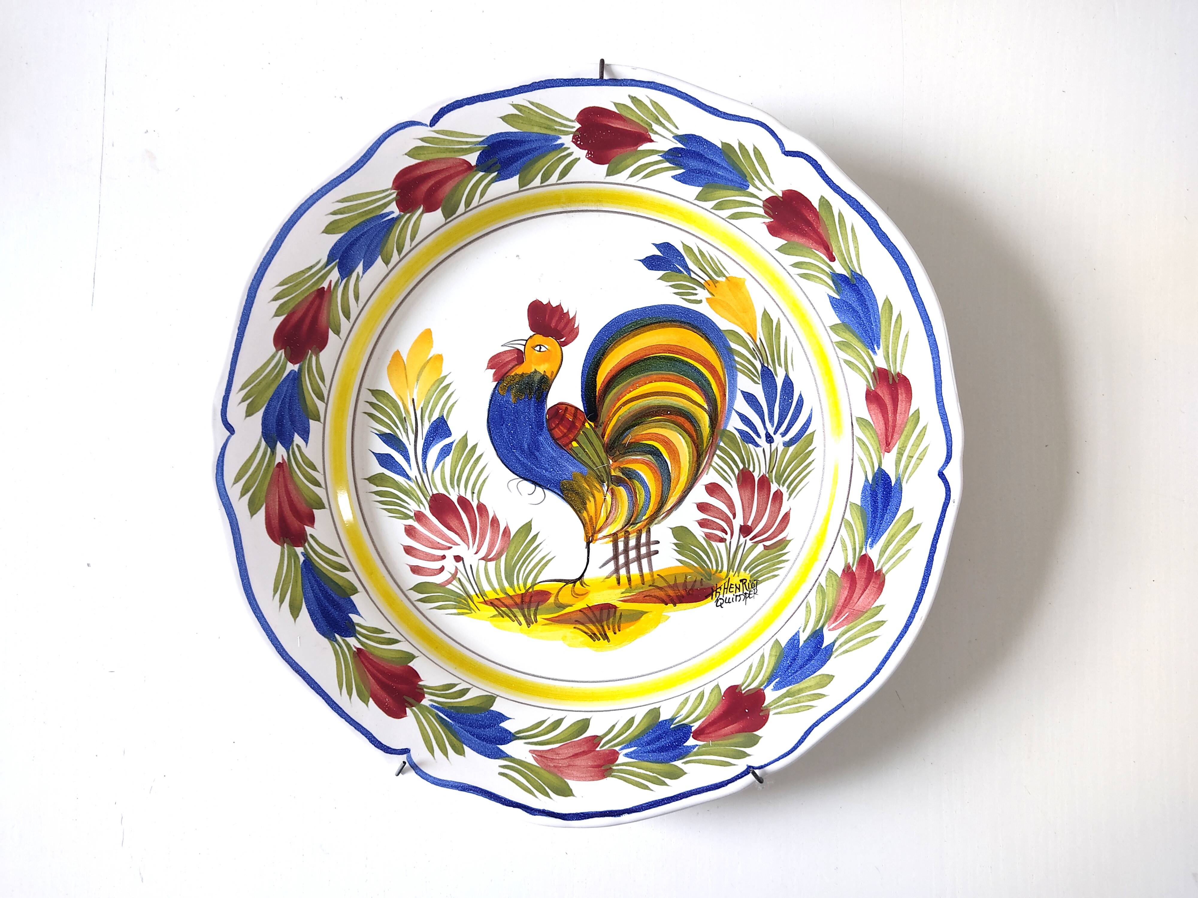 Henriot Quimper plate with rooster