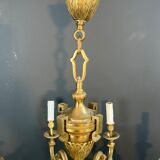 Important Louis XVI style chiseled bronze chandelier with 8 light arms by Lucien Gau