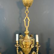 Important bronze chiseled chandelier in Louis XVI style with 8 light arms by Lucien Gau.