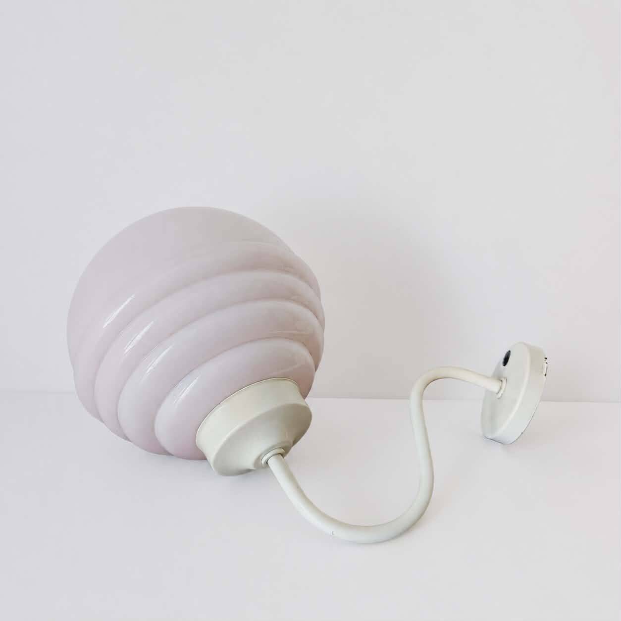 Art Deco pink glass ball wall light