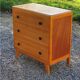 Vintage chest of drawers from the 50s in blond and gold beech 3 drawers feet compass
