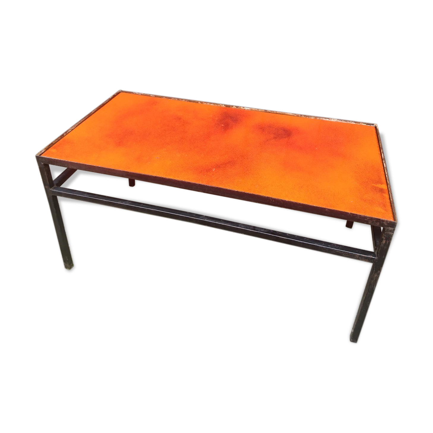 Table basse en lave émaillé orange des années 70