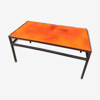 Table basse en lave émaillé orange des années 70