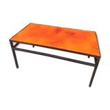 Coffee table in enamelled lava orange 70's