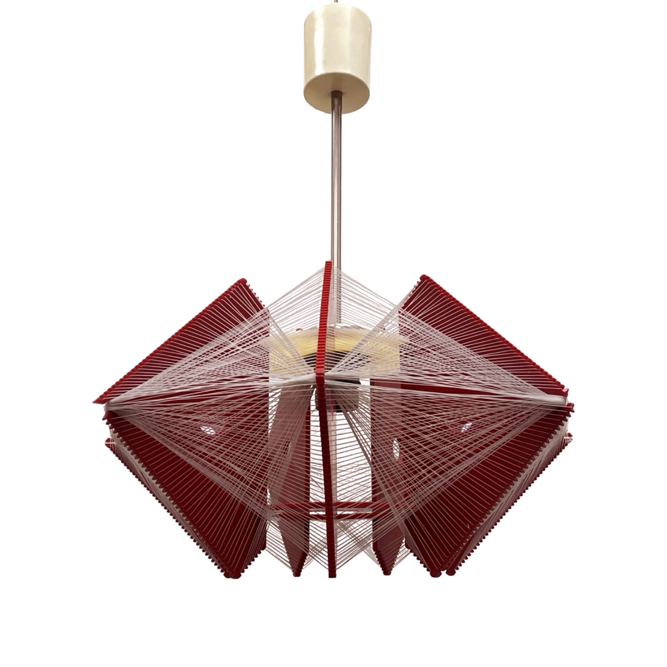 "Rozwój" Kłobuck hanging string lamp, Polish design from the PRL 1970