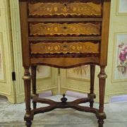 Commode travailleuse marquetée époque Napoléon III à abattant avec miroir