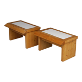 Tables de chevet en pin vintage, ensemble de 2