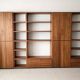 HÜLSTA MEGA-DESIGN Library 379cm - 5 columns Walnut & White Lacquer + contactless neon lighting