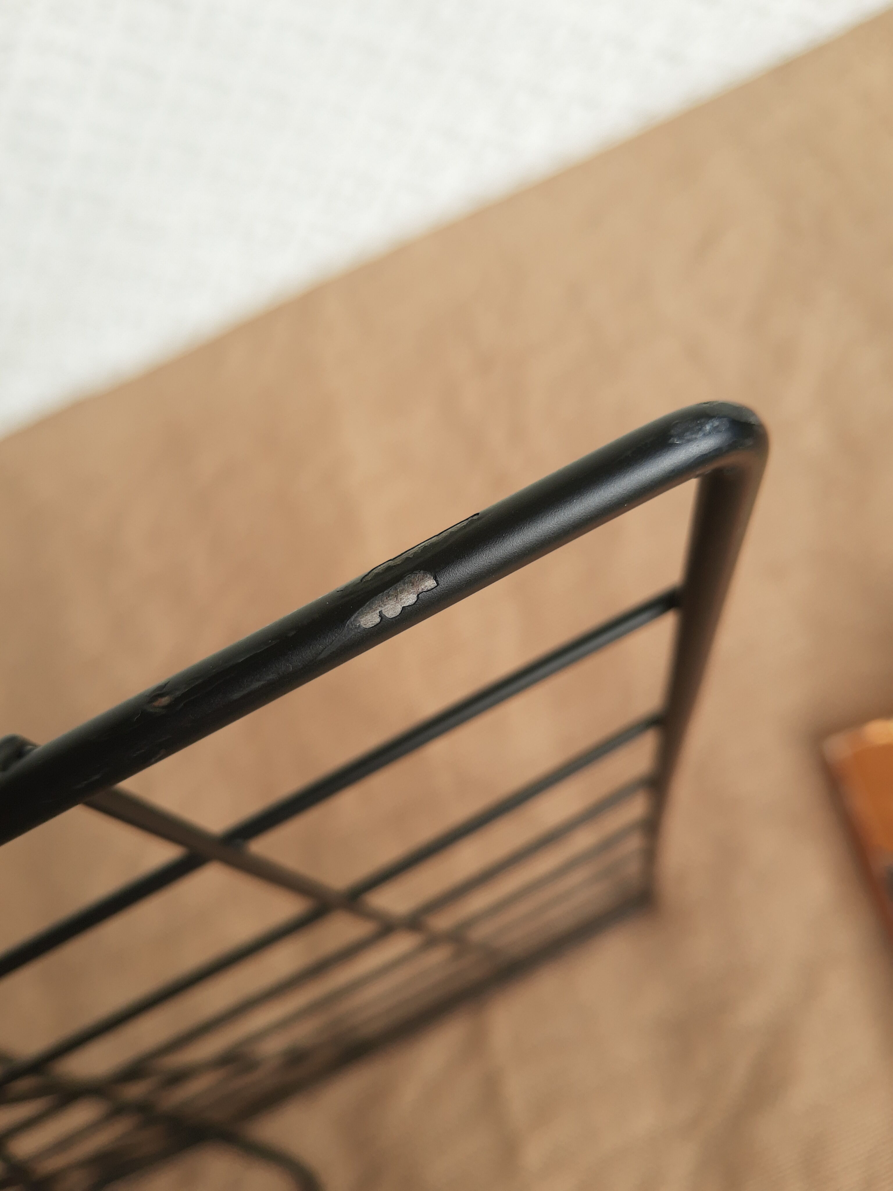 Vintage black metal wire magazine holder