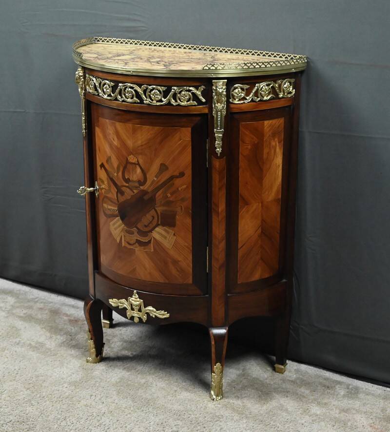 Small living room piece in precious wood marquetry, Louis XVI style – mid-19th century.