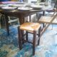 Wooden stool - braided straw