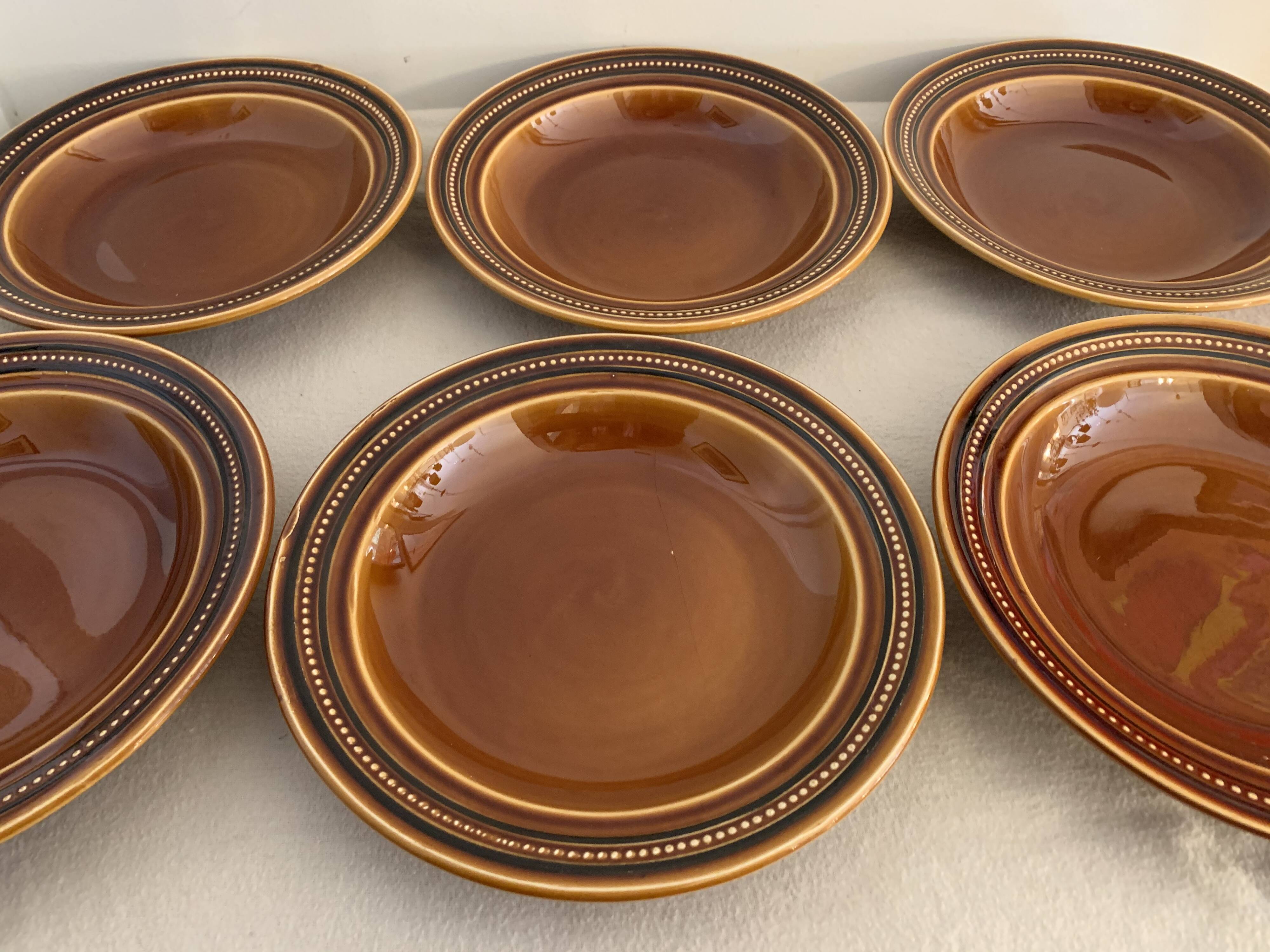 6 toulouse brown hollow plates made of St Amand earthenware