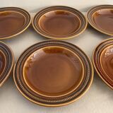 6 toulouse brown hollow plates made of St Amand earthenware