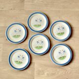 Series of six vintage dessert plates - Ceramica Quadrifoglio - geese decor - Made in Italy
