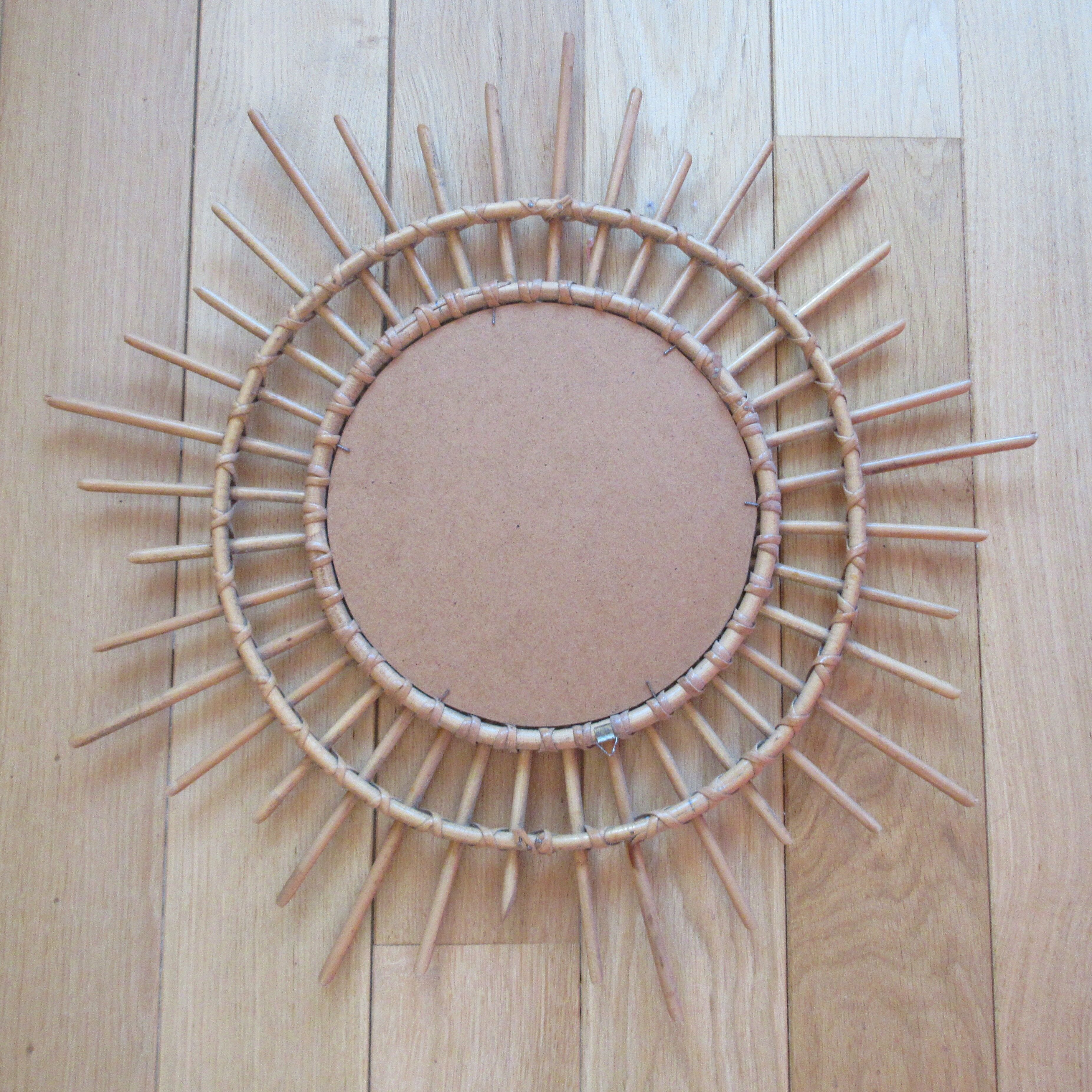 Vintage bamboo and rattan sun mirror 56cm