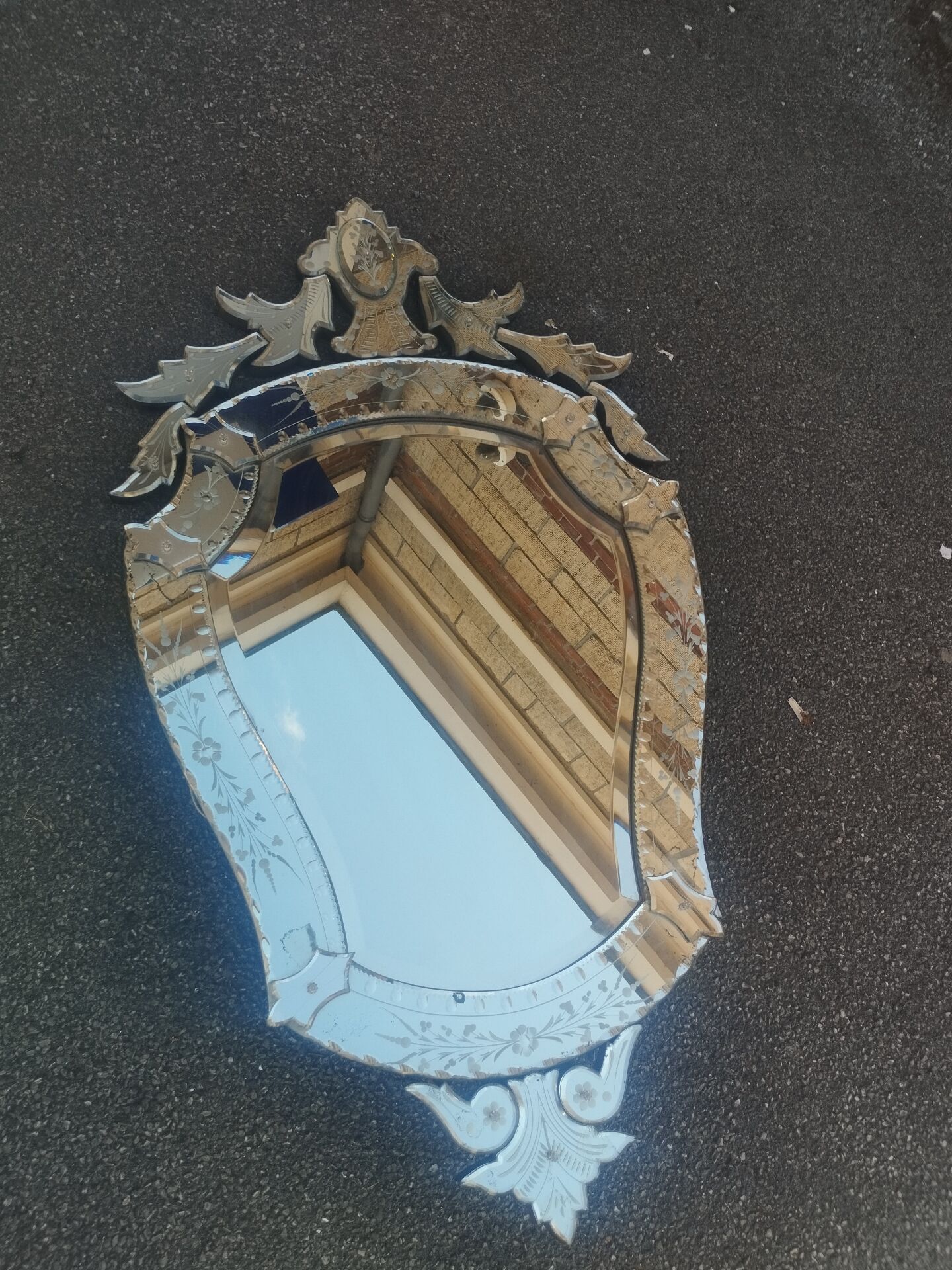 Très beau miroir vénitien ancien vintage