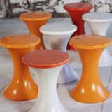 White and dark orange Tam Tam stool by Henry Massonnet for Stamp, 1970.