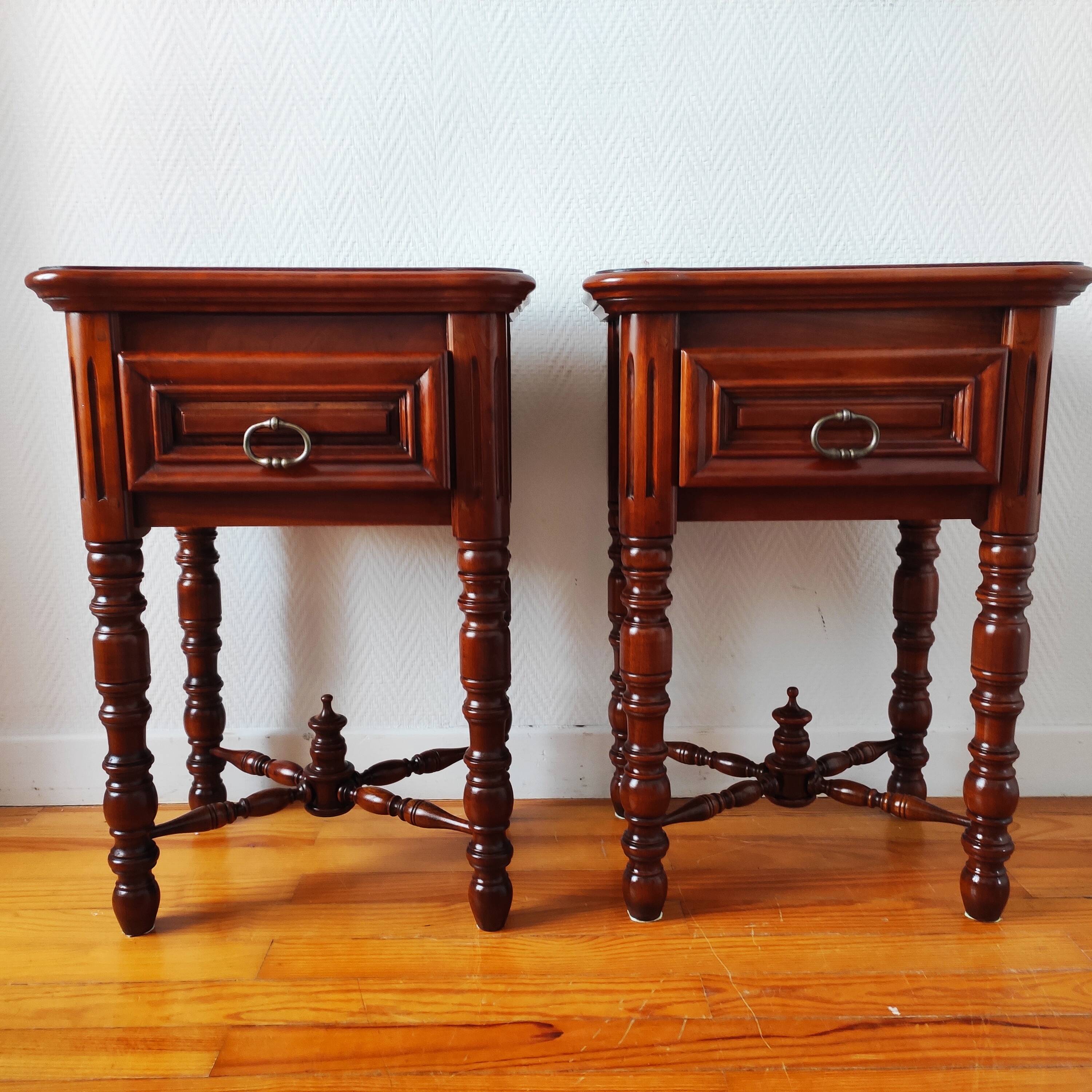 Pair of French solid wood bedside tables