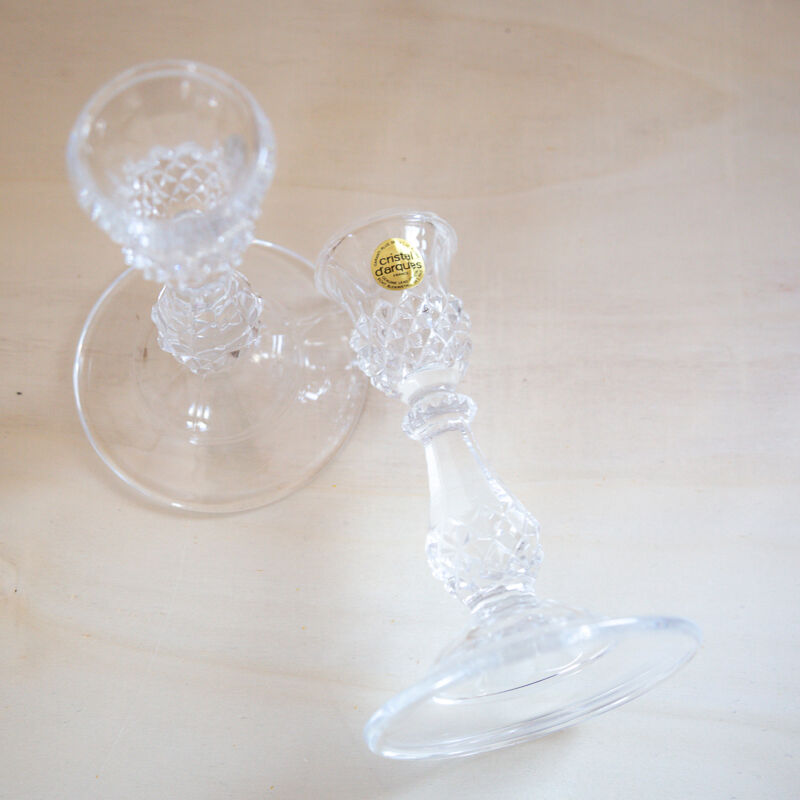 2 candle holders in arque crystal