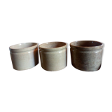 Three XXeme jam jars in glazed earth