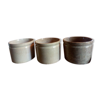 Three XXeme jam jars in glazed earth