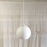 White opaline globe pendant light - mid-20th century