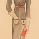 Art Déco Fashion Illustration, Gouache on Paper, 93 x 52 cm