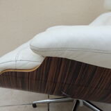 Armchair relax lounge and ottoman leather white rosewood