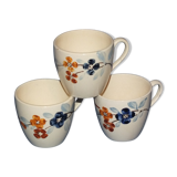 3 cups vintage coffee - Sarreguemines - flower décor