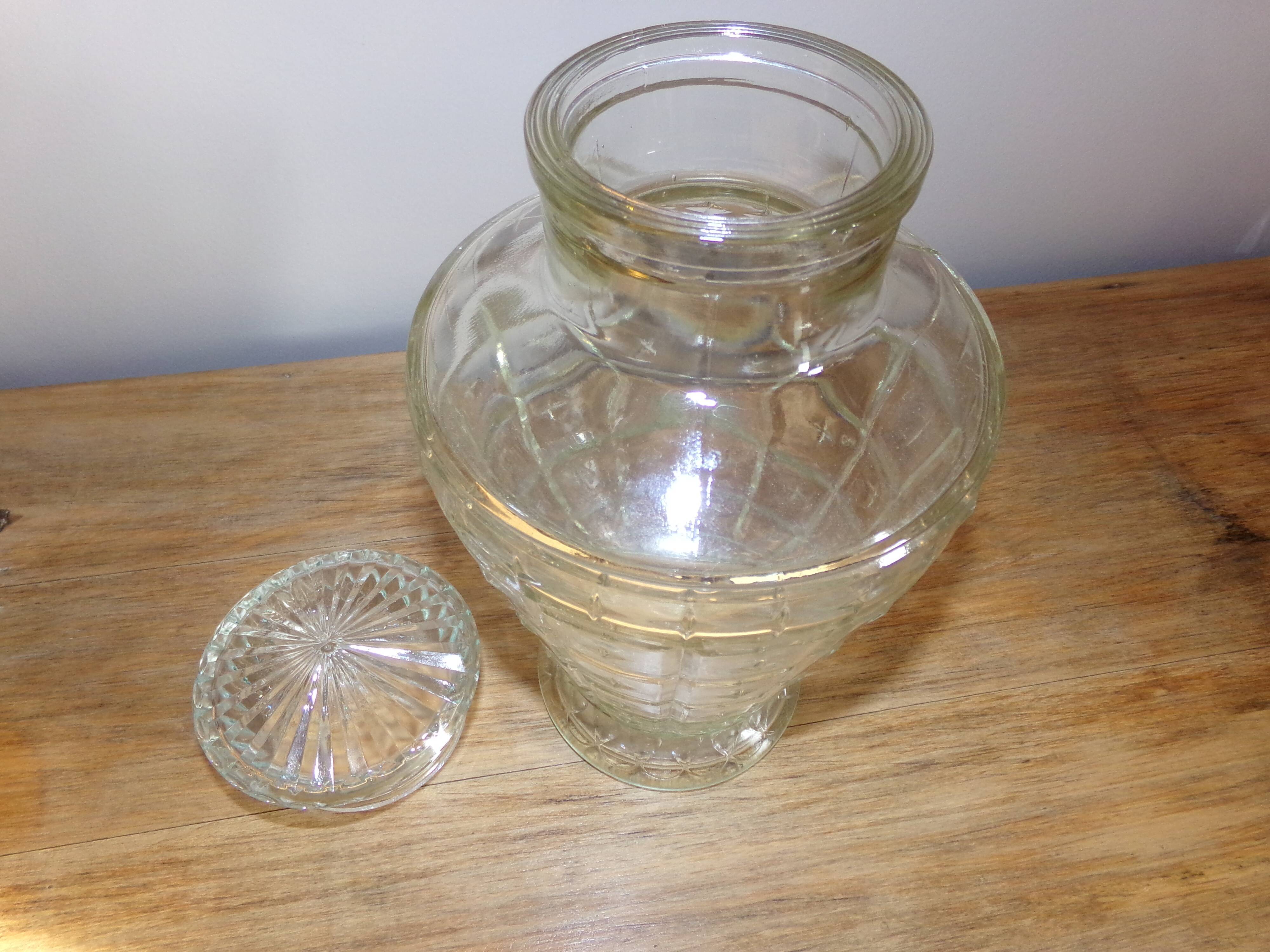 Jar of chiseled glass apothecary