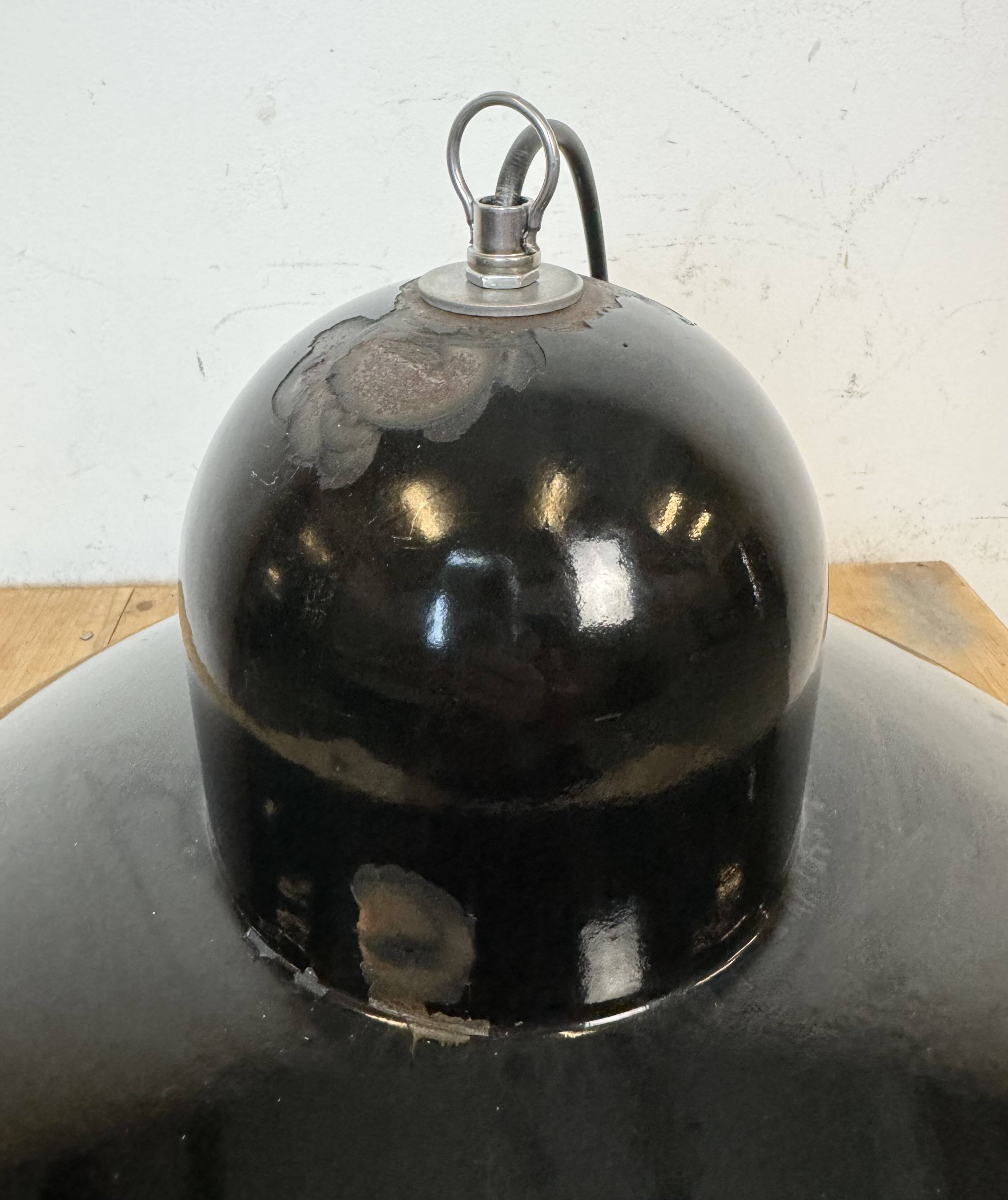 Industrial Black Enamel Factory Pendant Lamp, 1960s