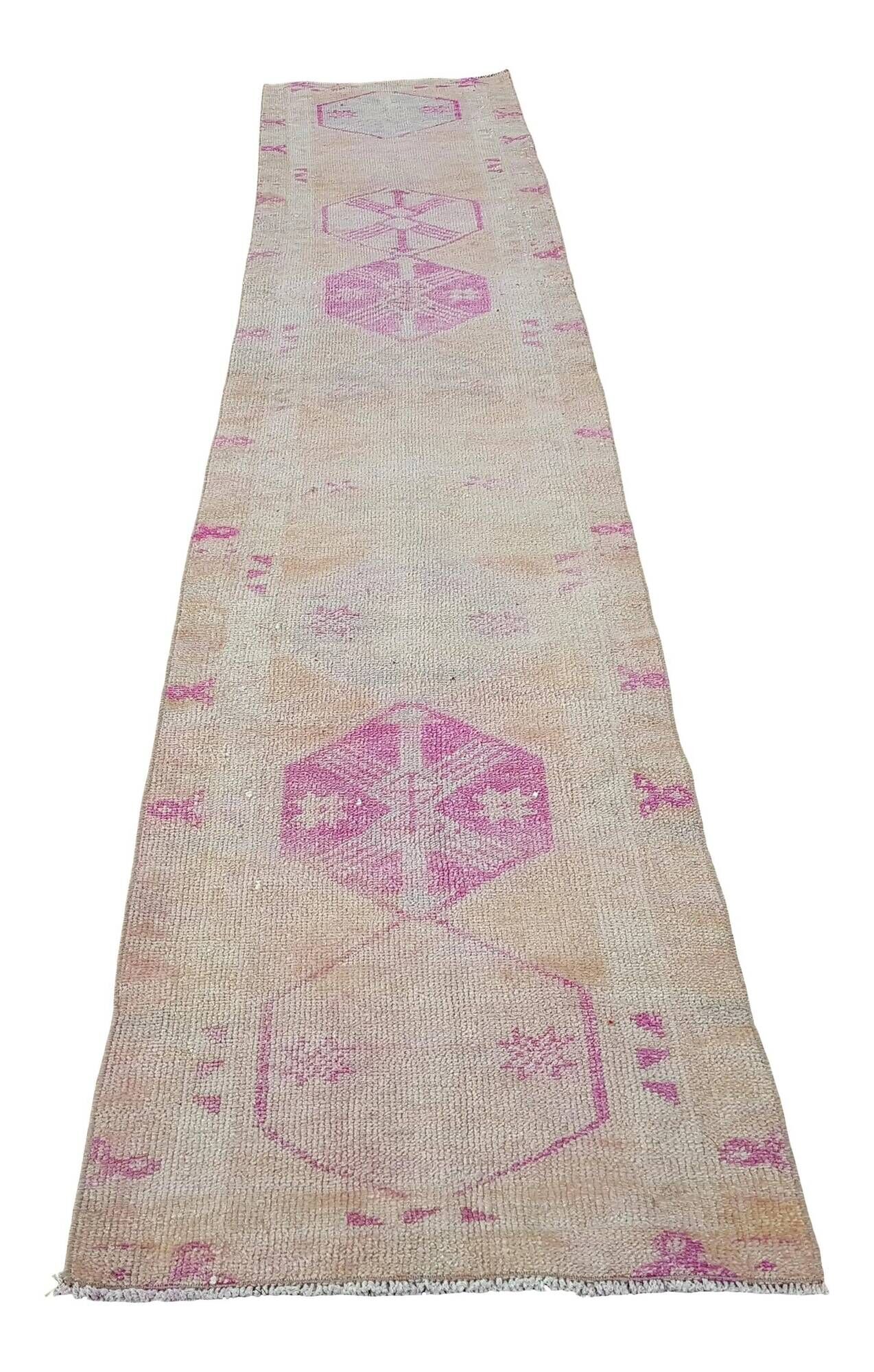 Vintage Turkish hallway rug 74x399 cm