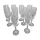 Set of 10 antique champagne glasses in engraved crystal