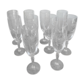 Lot de 10 coupes à champagne anciennes en cristal gravé