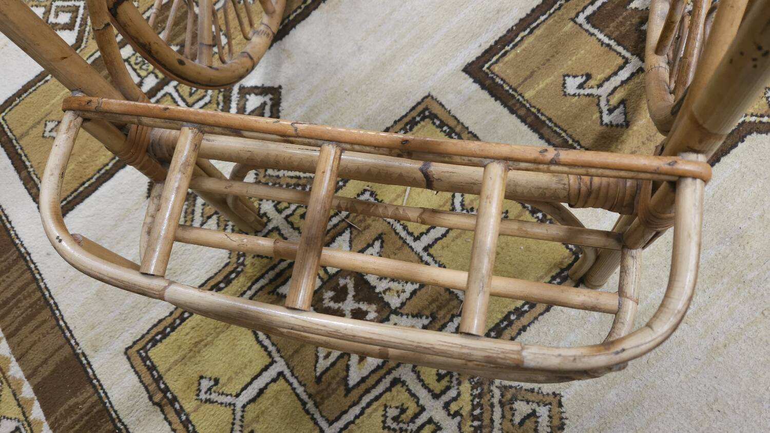 Bamboo and rattan bar cart, 1950