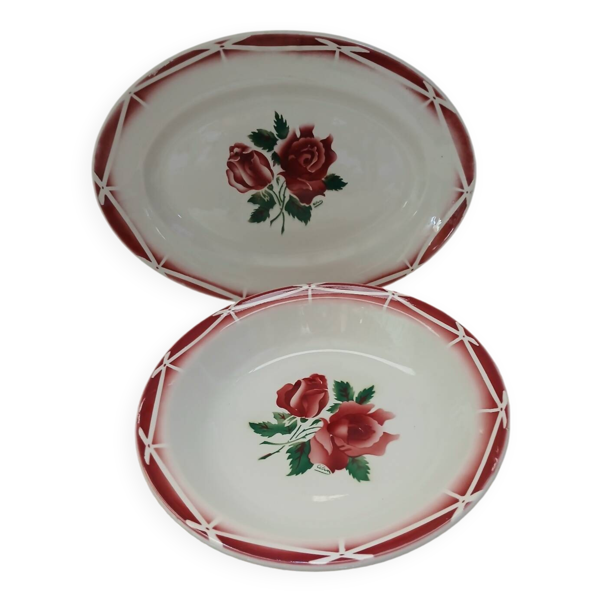 2 old dishes Digoin and Sarreguemines