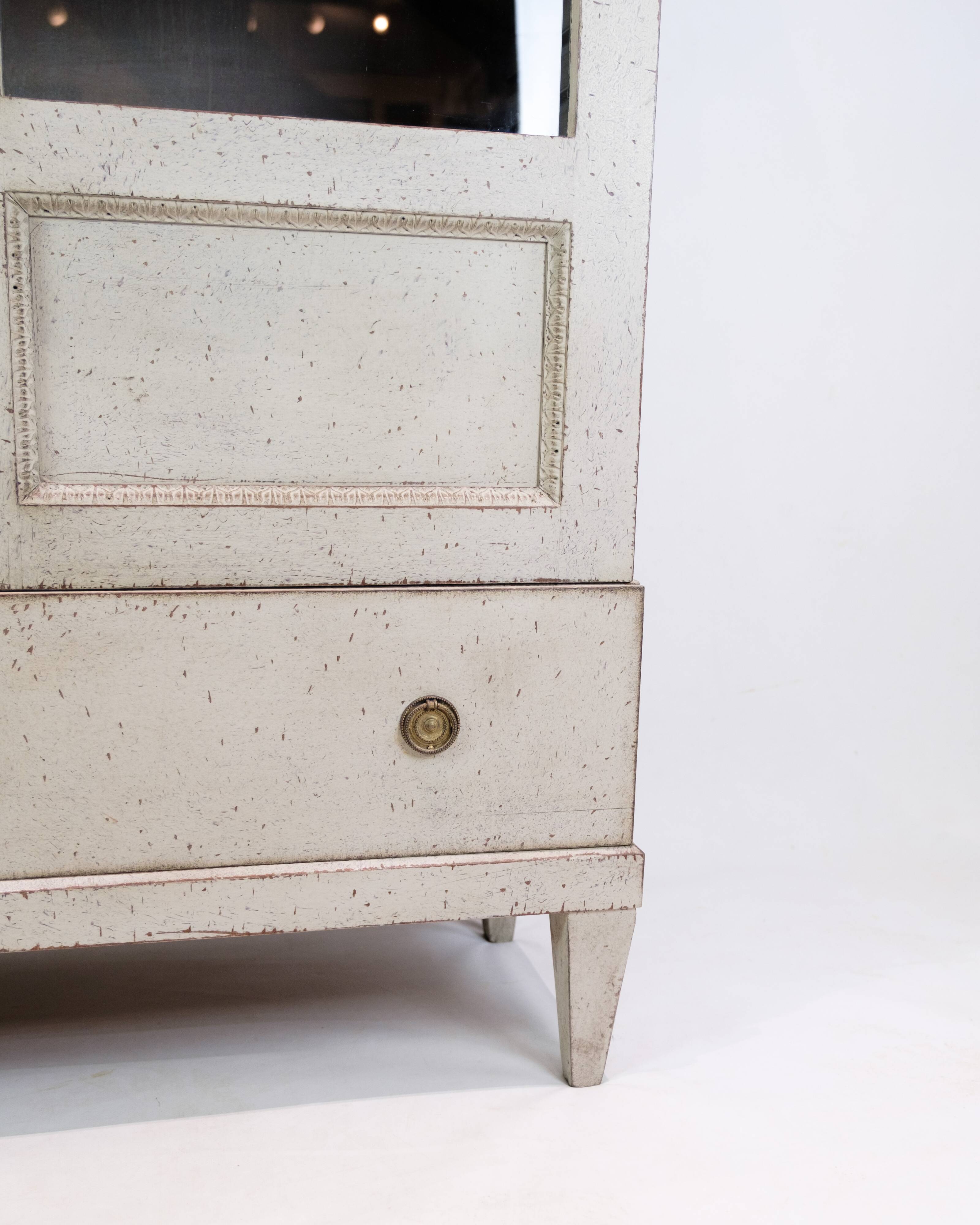Glass Cabinet From The Gustavian Period Painted In Grey From 1810s