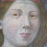 Martine Bligny - Tempera on canvas - Portrait of a woman - Signed